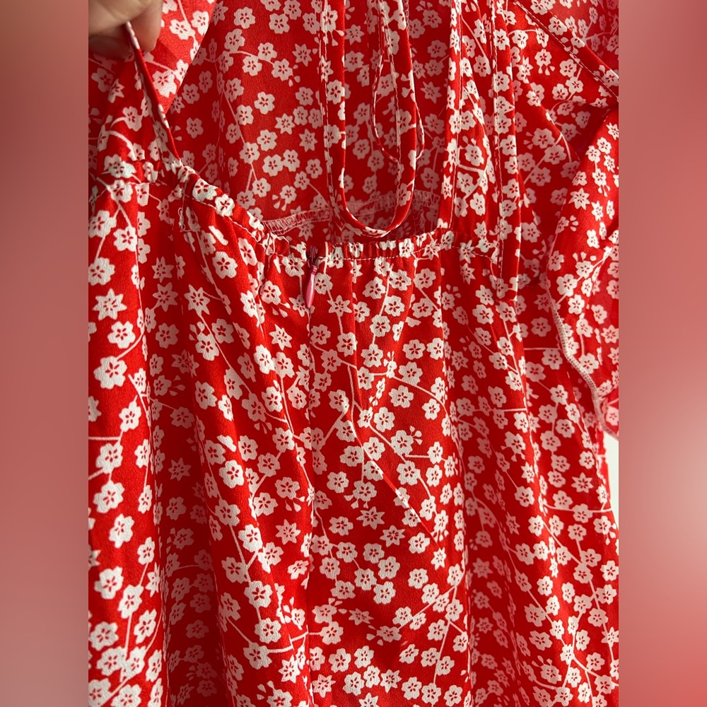 Red Floral Ruffle Dress - Picture 8 of 15